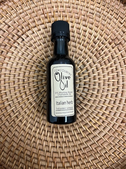 Locally made in Charleston, SC. Small bottle of delicious Italian herb balsamic vinegar. 1/4 cup...50 ml each