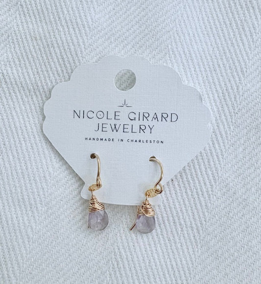 Amethyst mini disc earrings