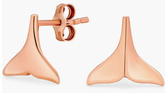 Rose Gold Plated Whale Tail Post Earrings