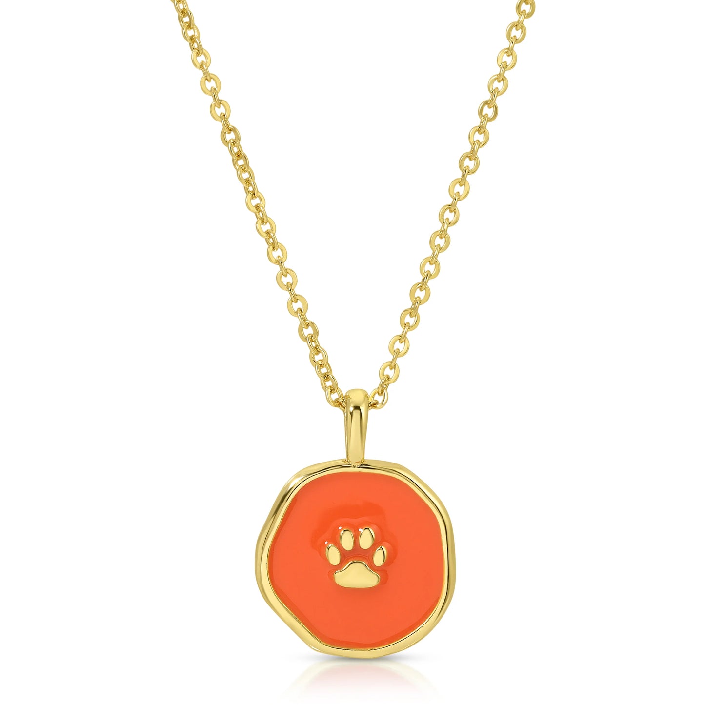 Orange Paw Print Necklace