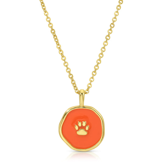 Orange Paw Print Necklace
