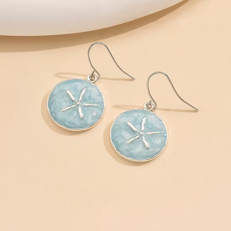Blue Enamel Starfish Earrings