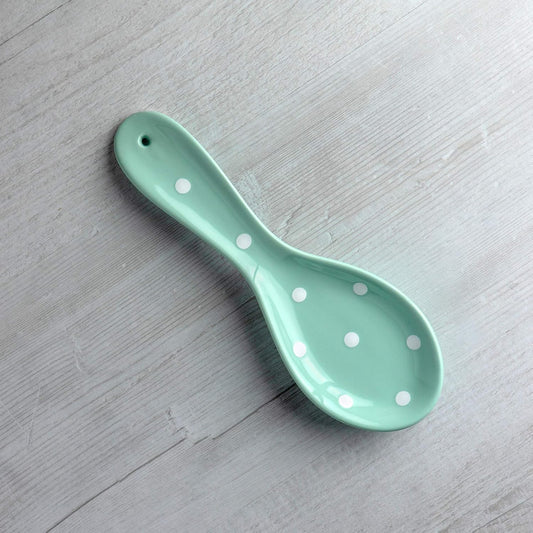 Aqua Polka Dot Spoon Rest