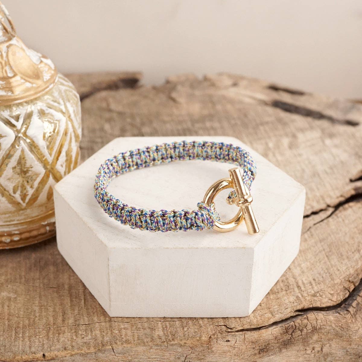 Statement Cord Bracelet – Braided Gold Toggle Bracelet