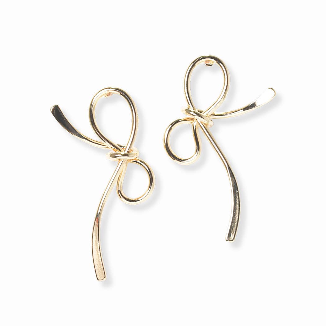 Ribbon Bow Metal Stud Earring