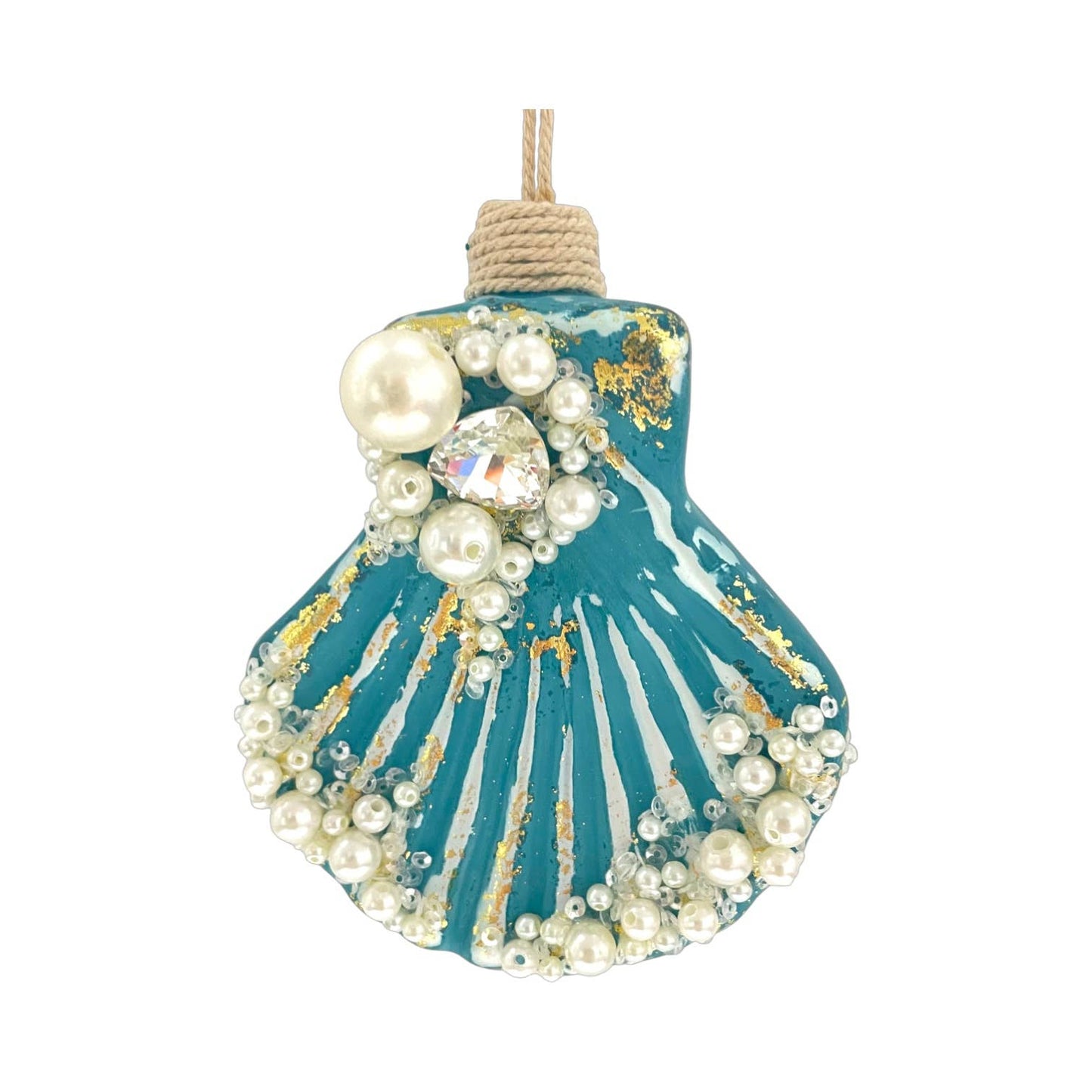 Blue Shell with Pearls Ornament