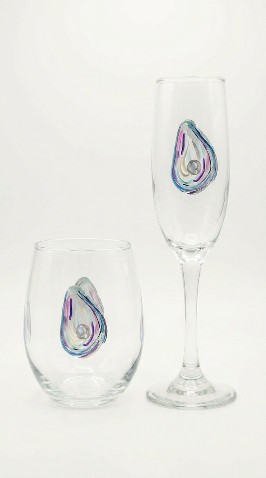 Hand-Painted Oyster Wine Glass