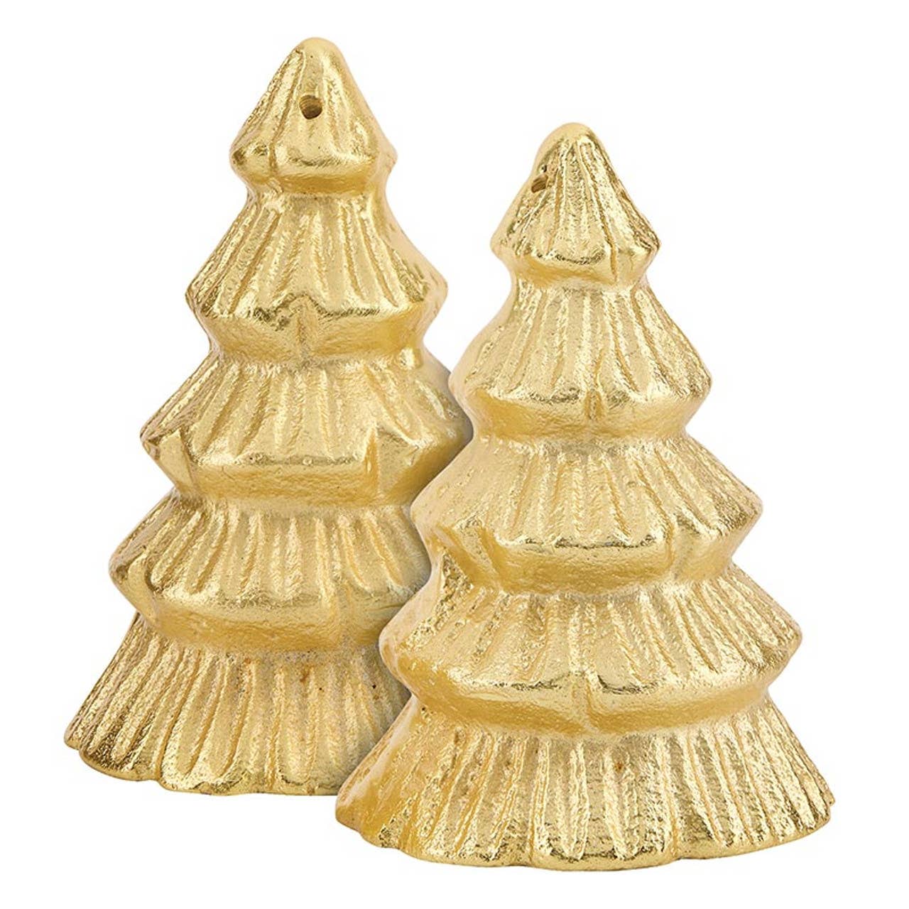 Gold Textured Tree Salt + Pepper Shakers