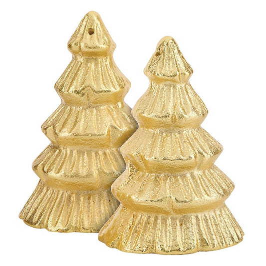 Gold Textured Tree Salt + Pepper Shakers