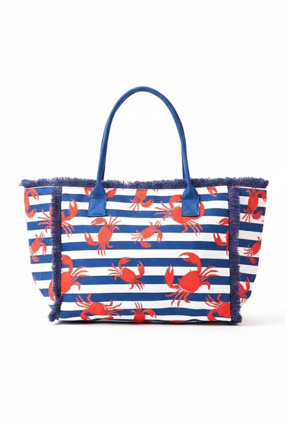 Crab Stripe Fringe Beach Tote Bag