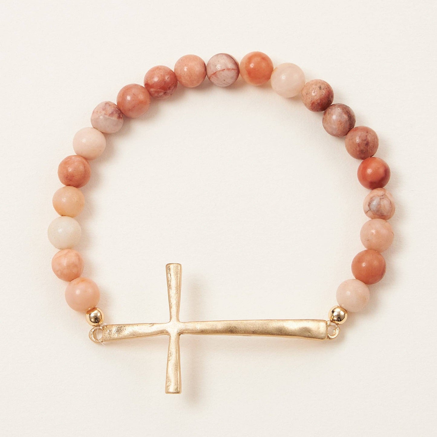 Natural Stone Cross Stretch Bracelet