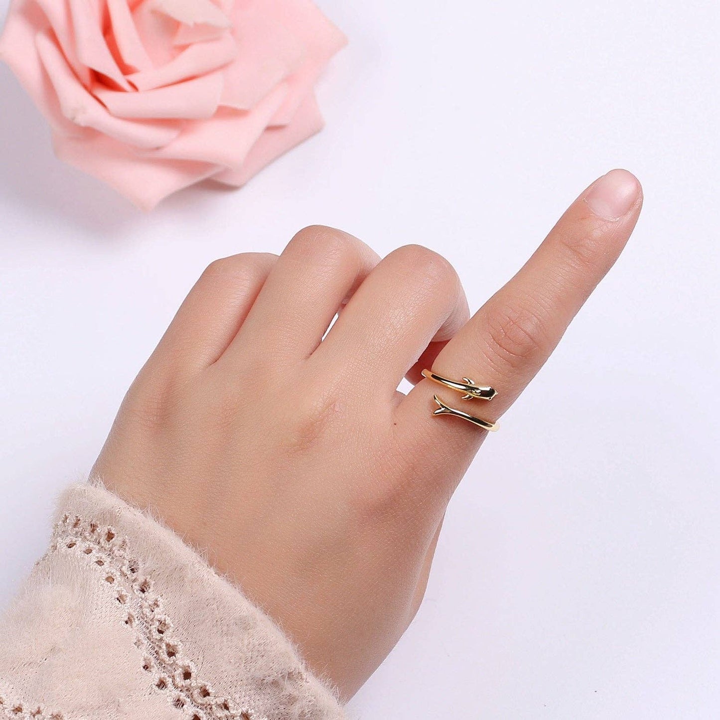 Dolphin Ring Adjustable Open Ring for Animal Lover Under the sea Inspired Jewelry