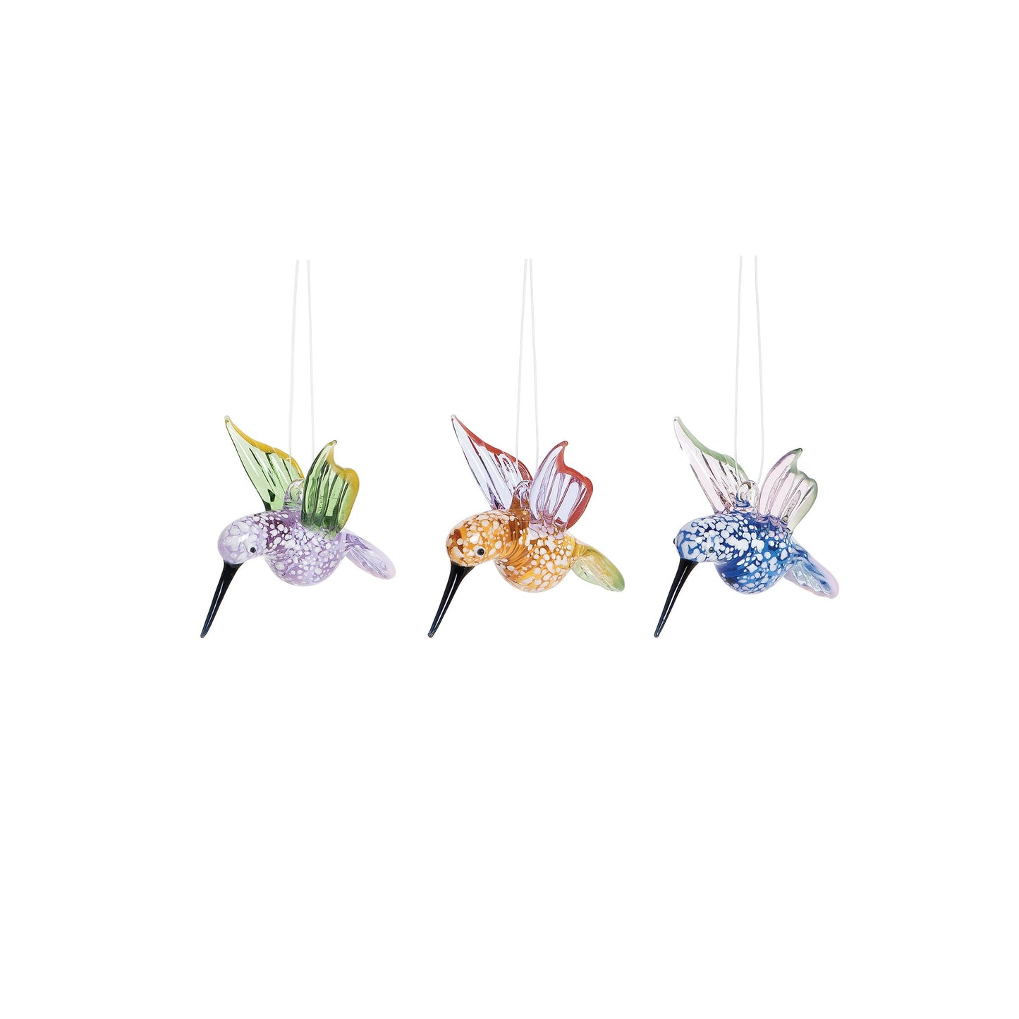 Christmas Hummingbird Art Glass Ornament