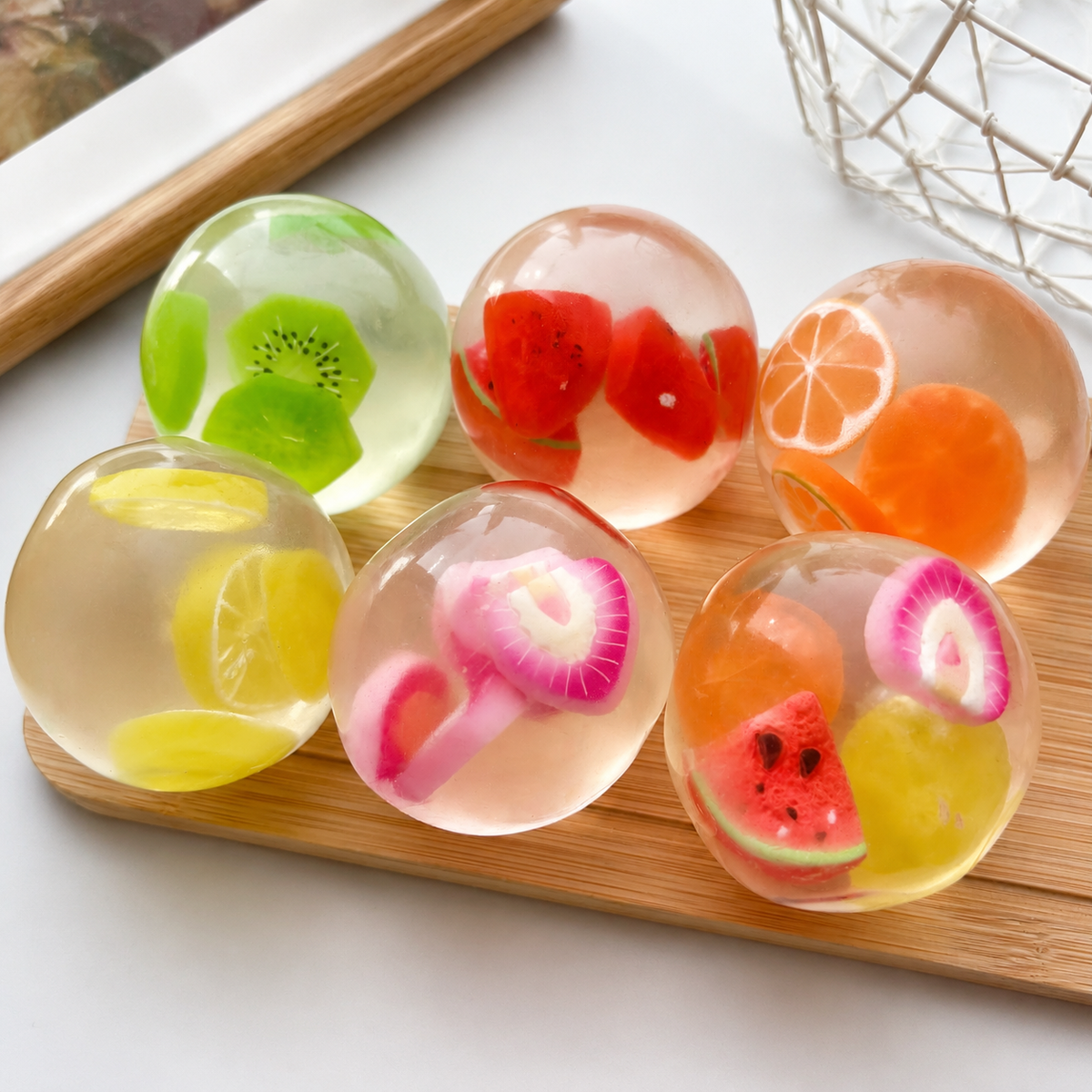 Fruit Coconut Oil Squishy Ball Stress Relief Fidget Toy