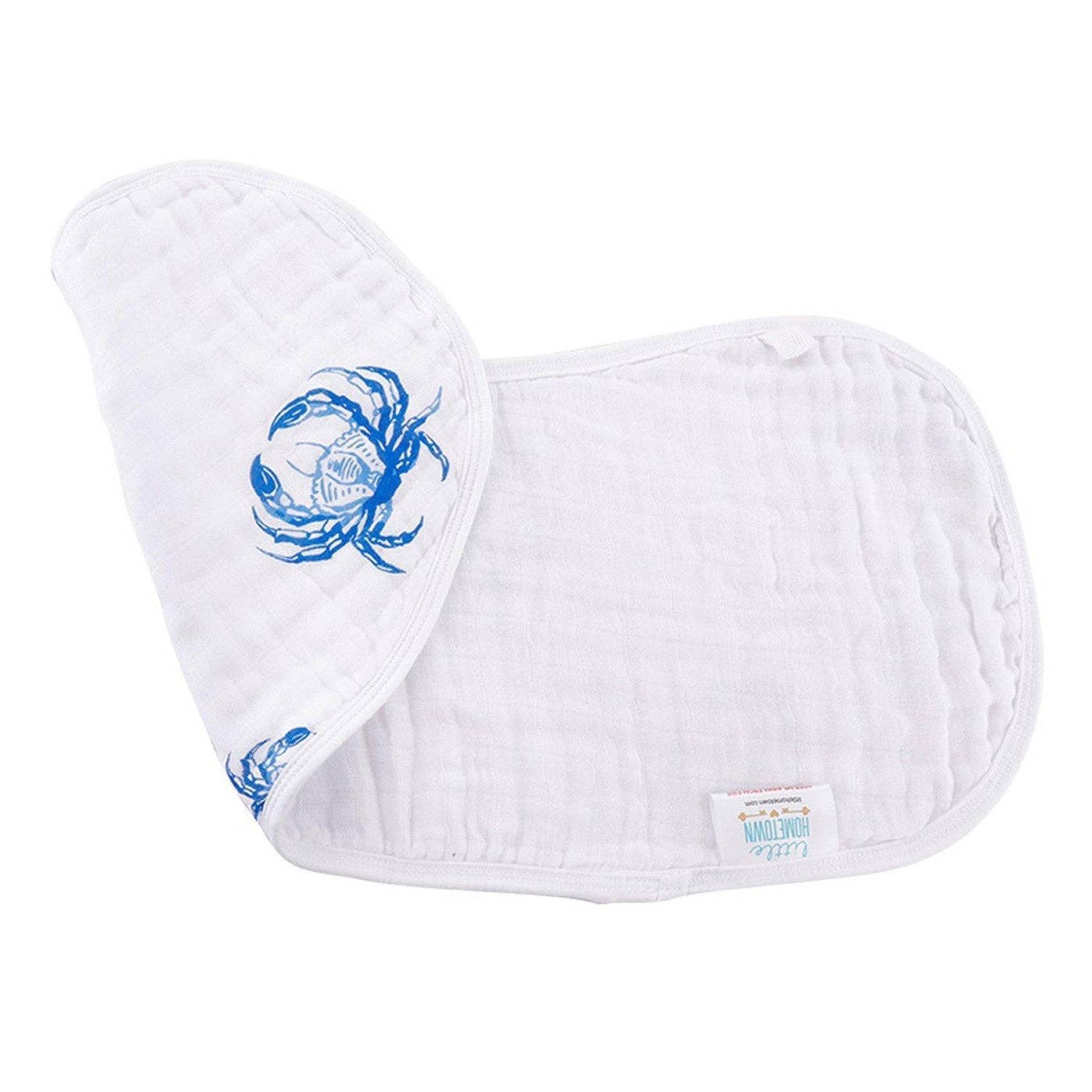 Blue Crab Baby Burp Cloth and Bib 2 in 1  Absorbent and Gentle on Newborn Skin