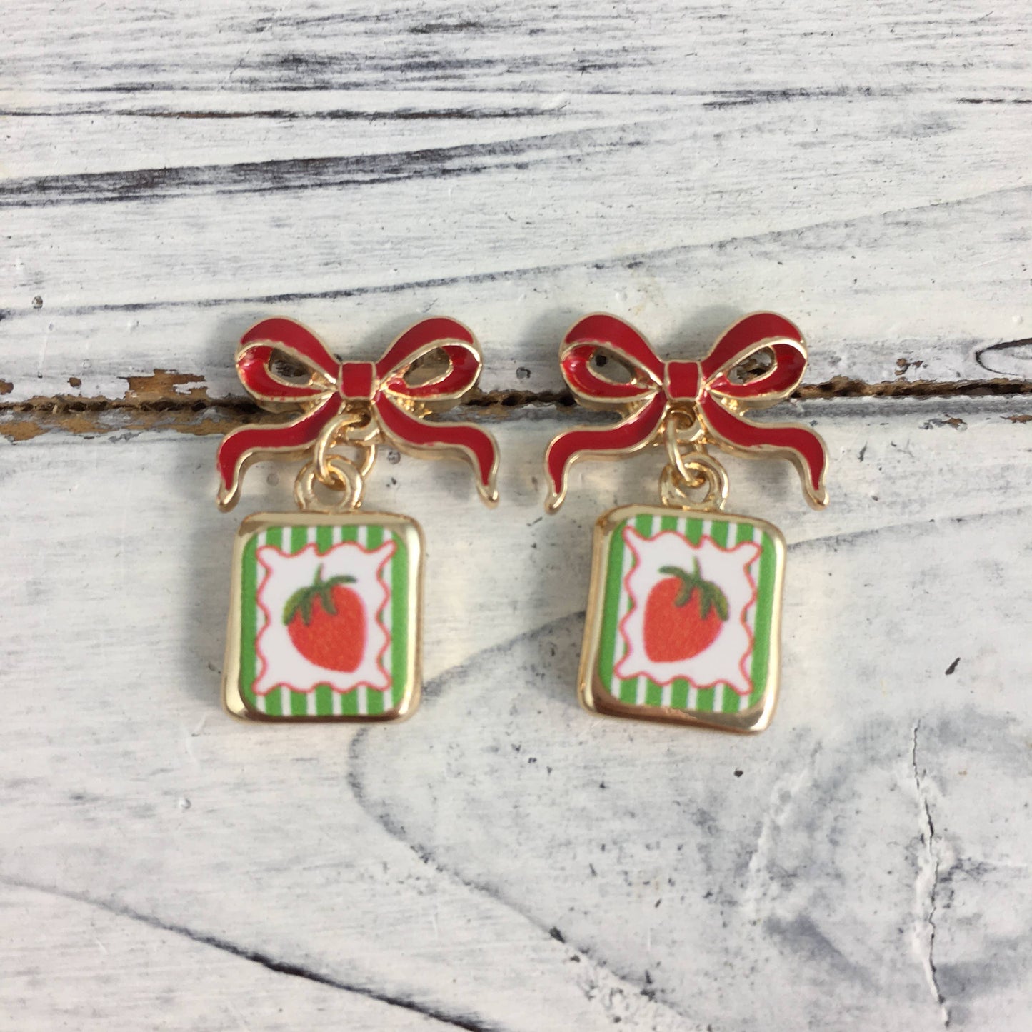 Strawberry tile earrings