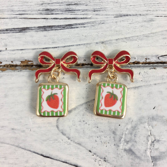 Strawberry tile earrings