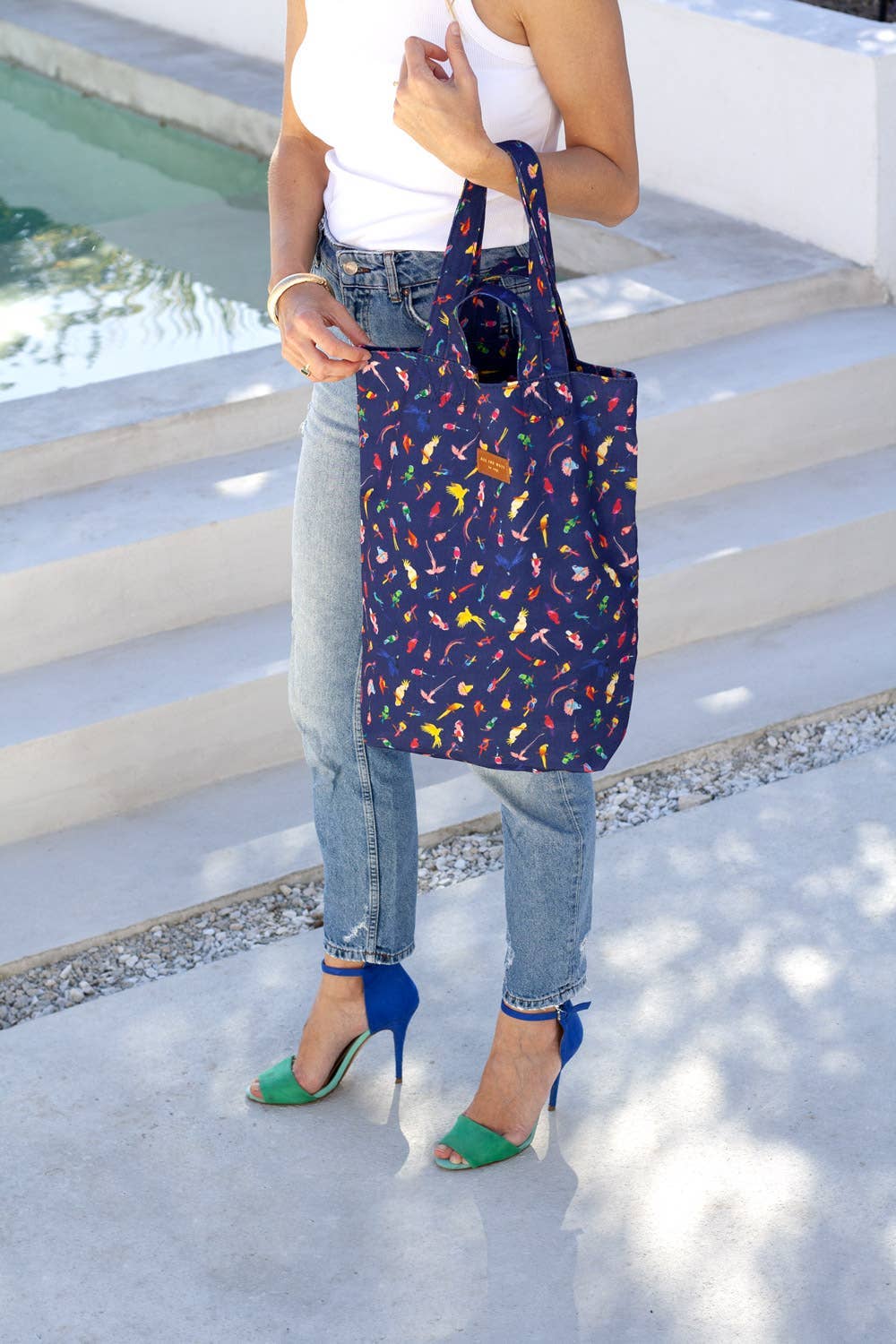 Neon Birds Tote Bag  - Recycled Polyester