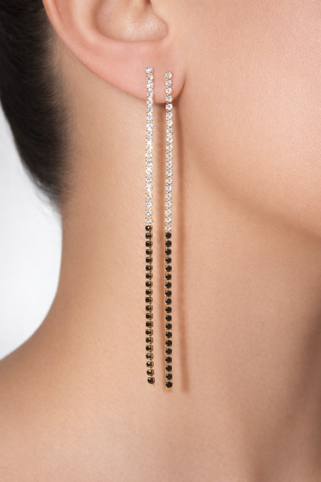 Long Tennis Drop Earrings – CZ Linear Dangle Earrings with Color Stones ~ Water Resistant