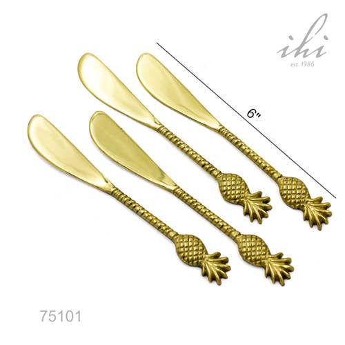 Golden Pineapple Spreaders Set of 4