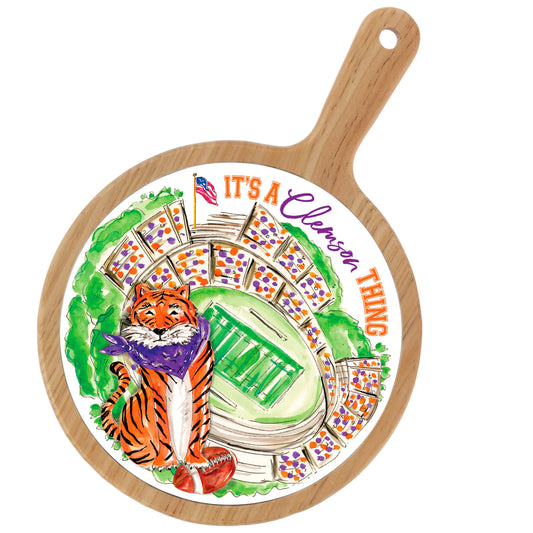 Purple Sitting Tiger Stadium Collegiate Cheese Board