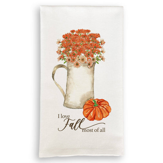 Pitcher of Fall Flowers Tea Towle