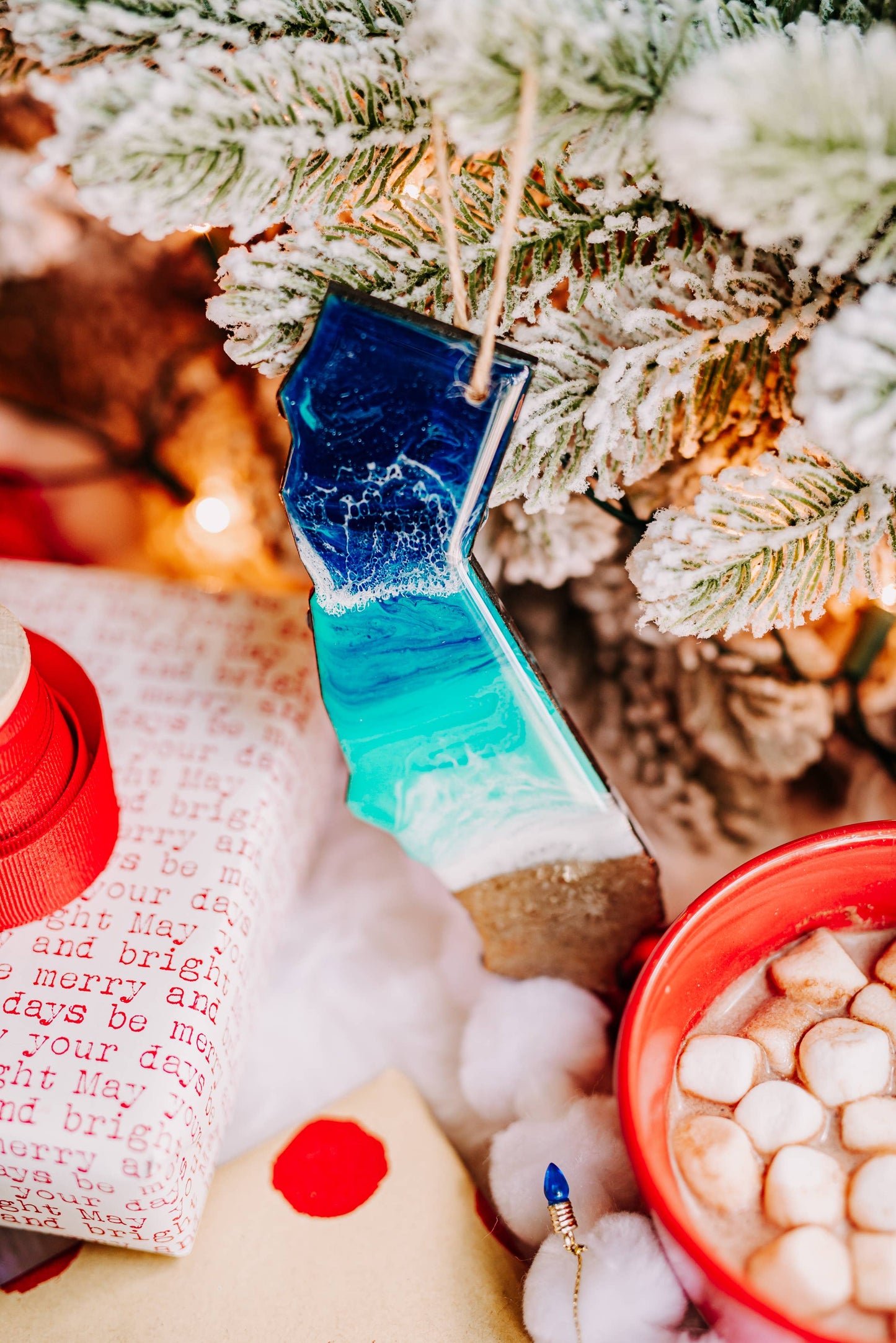South Carolina State Christmas Ornament, Beach Resin Art