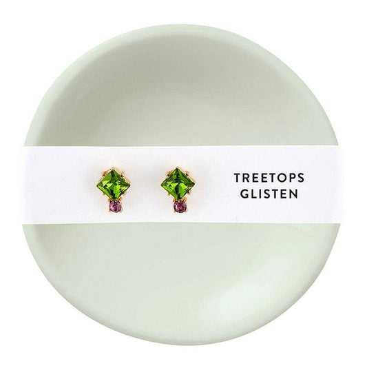 Holiday Stud Earrings & Trinket Tray Sets- Tree Tops Glisten
