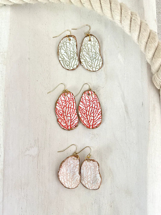 Coral Oyster Shell Earrings | 3 Colors