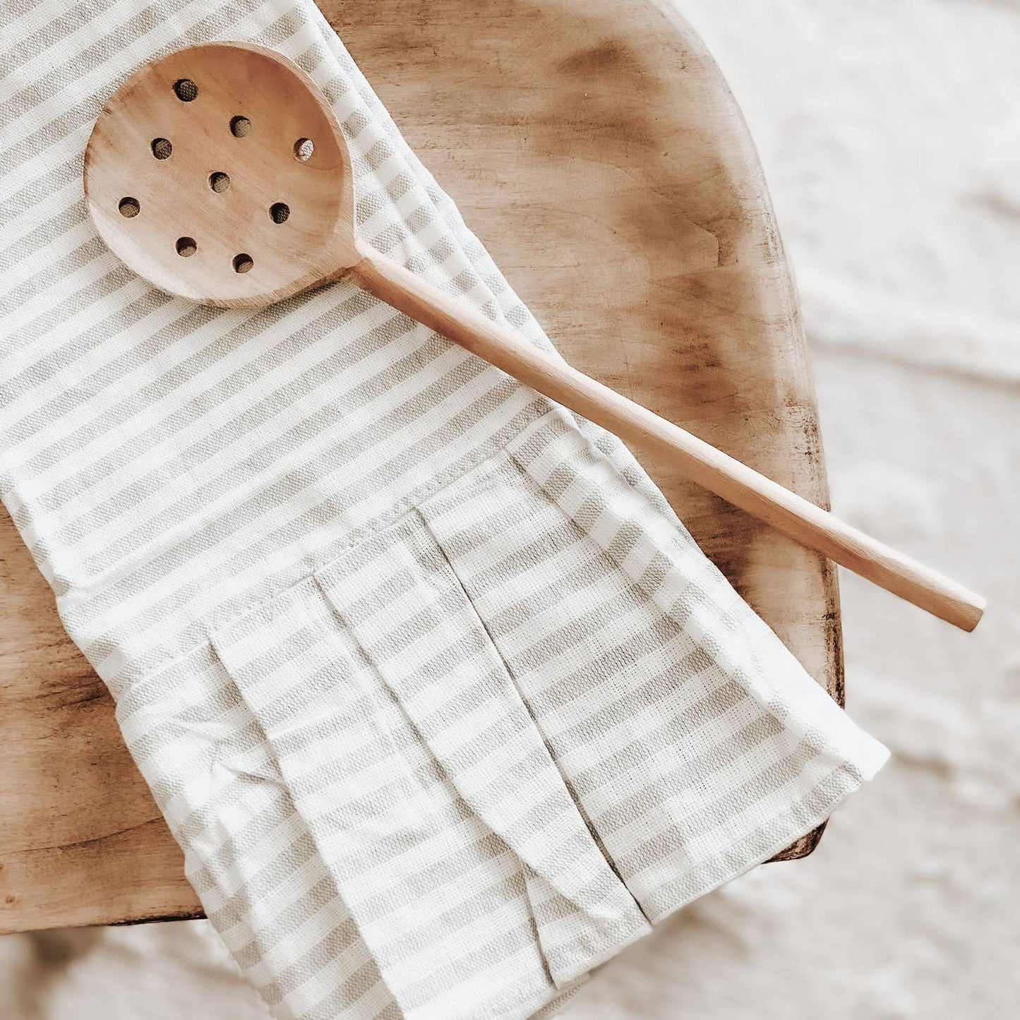 Striped Hand Towel with Ruffle, Tan