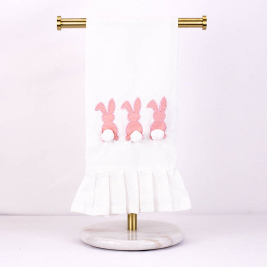 Bunny Ruffle Hand Towel   White/Light Pink   20x28