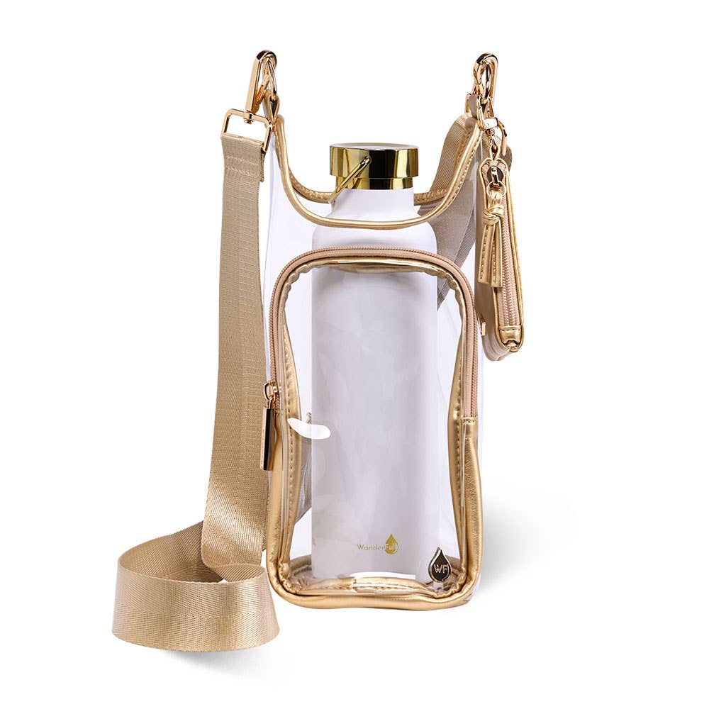 Clear HydroBag® Stadium with Gold Trim and Matching Pouch