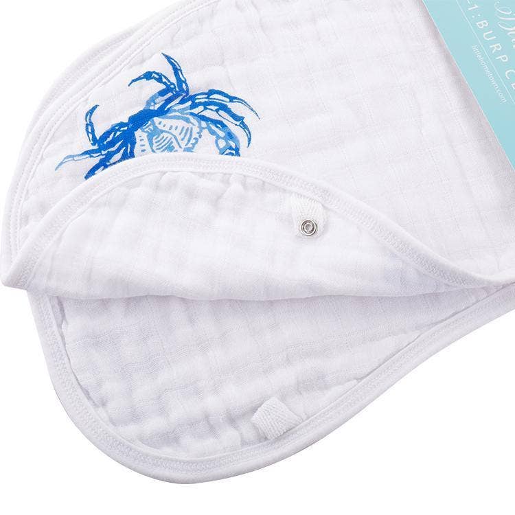 Blue Crab Baby Burp Cloth and Bib 2 in 1  Absorbent and Gentle on Newborn Skin