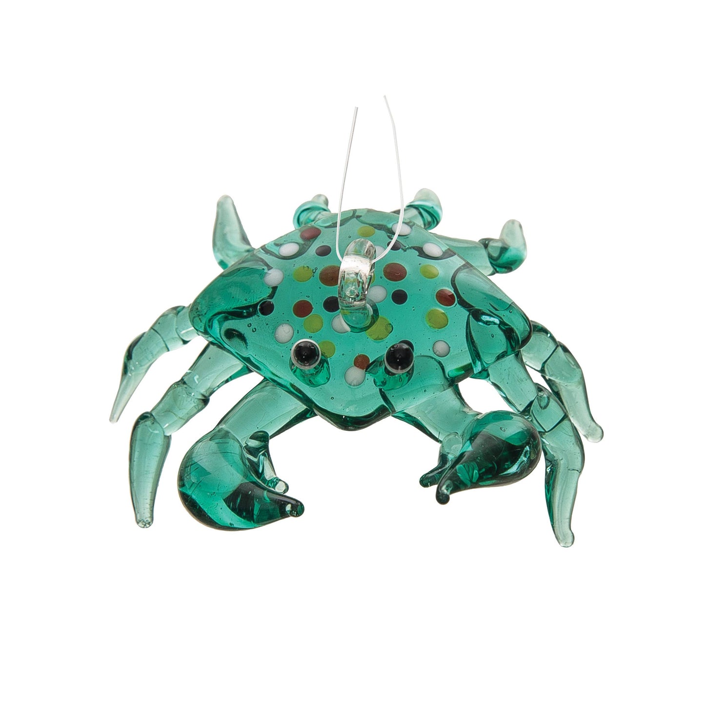 Christmas Aqua Crab Glass Ornament