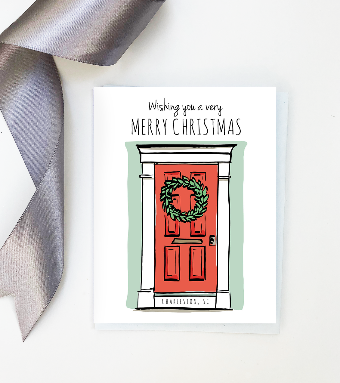 Holiday Greeting Card - Christmas - Charleston Door