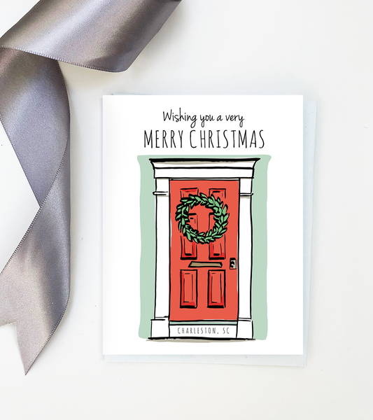 Holiday Greeting Card - Christmas - Charleston Door