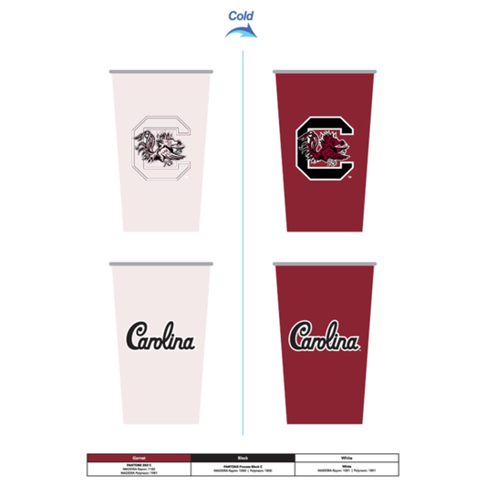Maroon and white color changing University of South Carolina Gamecocks Cup