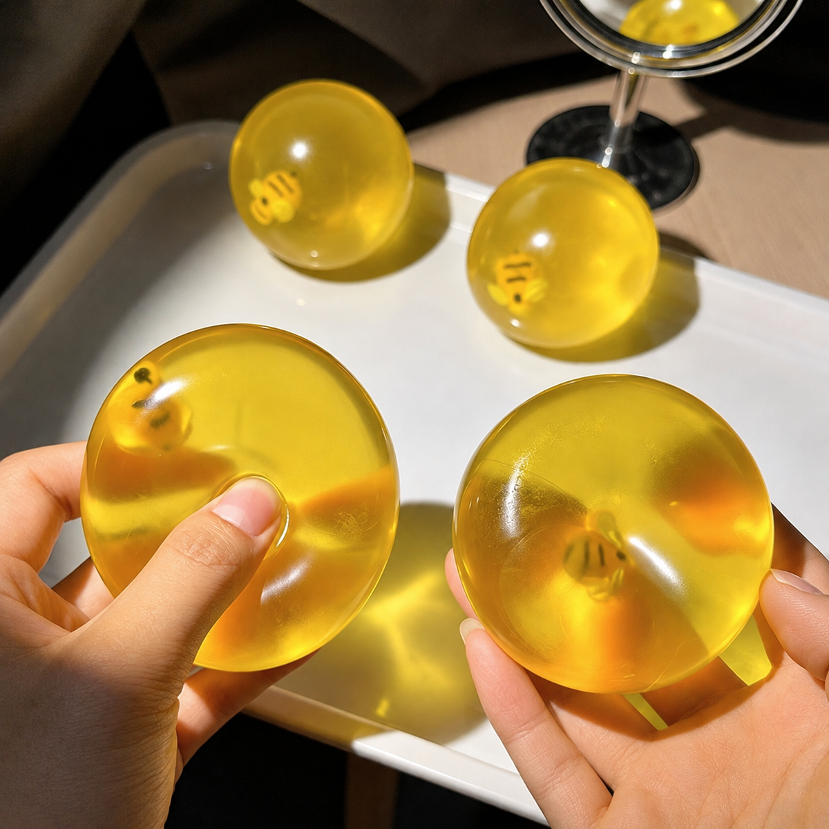 Clear Coconut Oil Squishy Ball Stress Relief Fidget Toy
