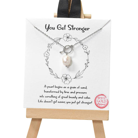 Dainty Freshwater Pearl Charm Toggle Necklace