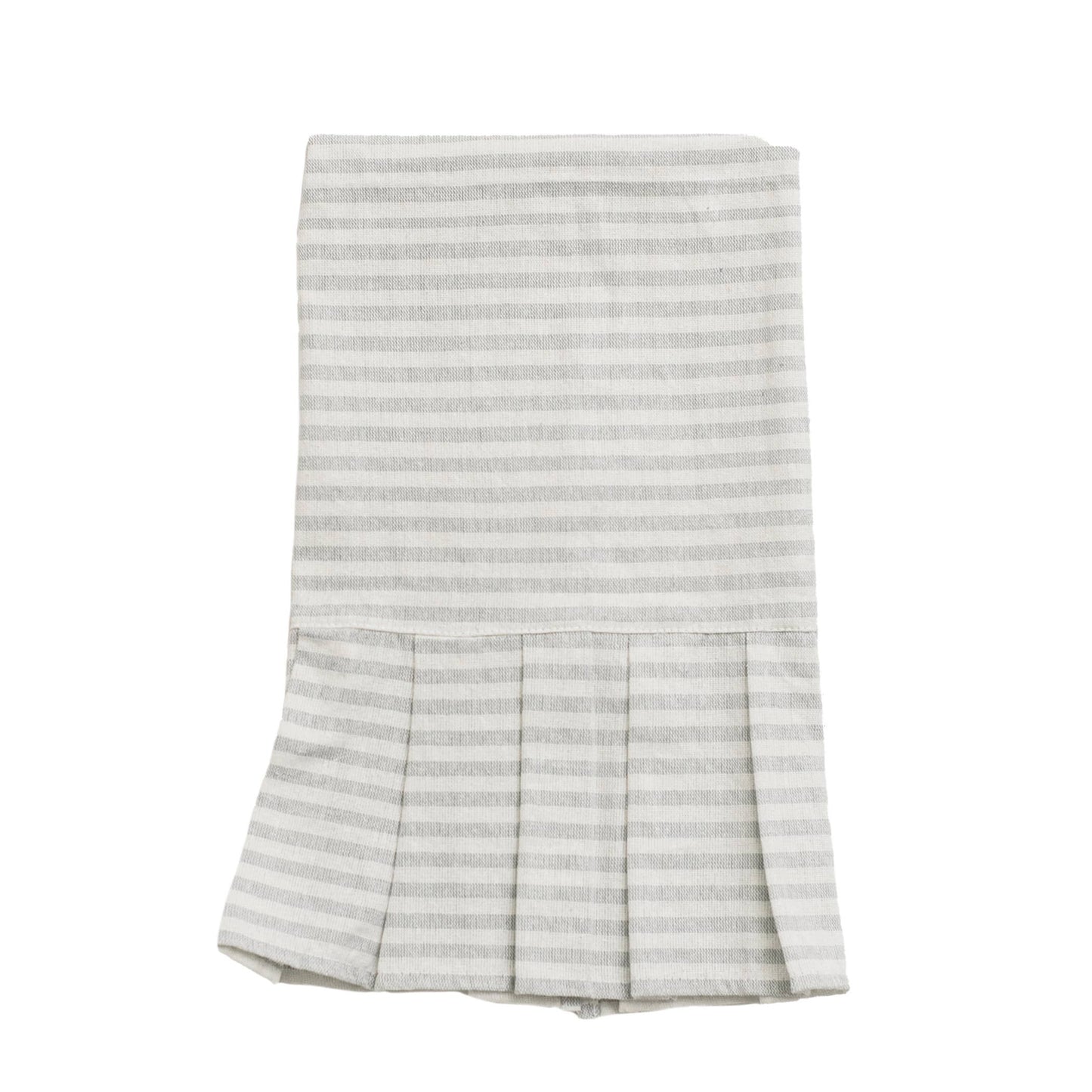 Striped Hand Towel with Ruffle, Grey