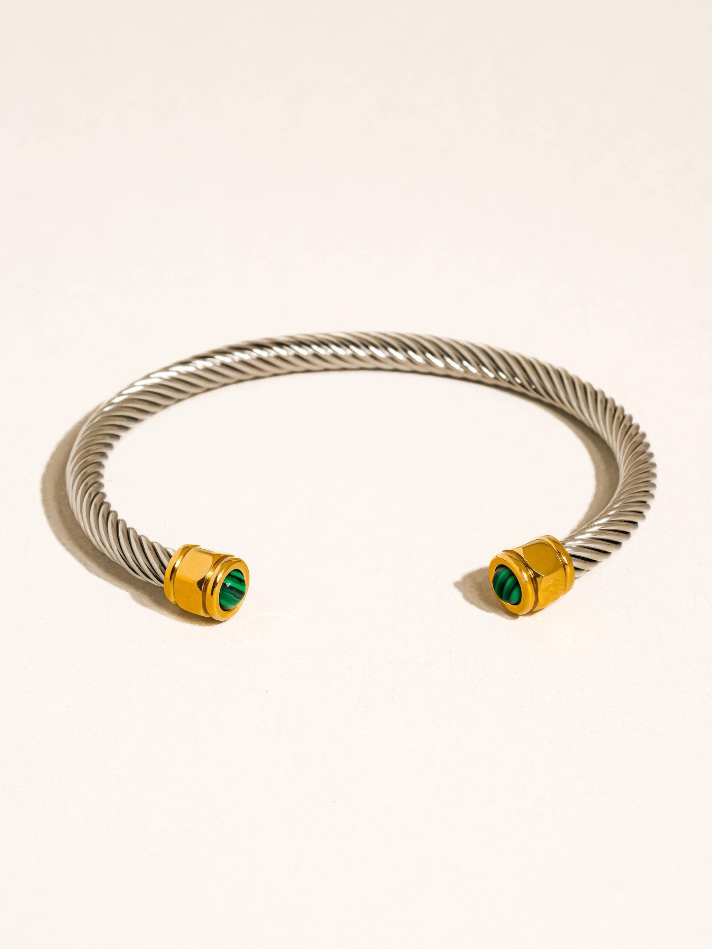 Vail 18K Gold Non-Tarnish Stone Braided Bangle