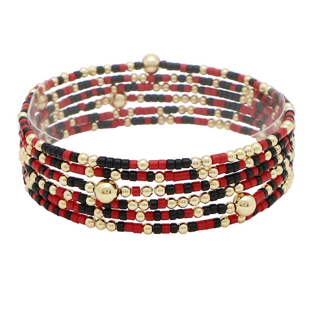 Dainty Multi Layered Beaded Stretch Bracelet Game day