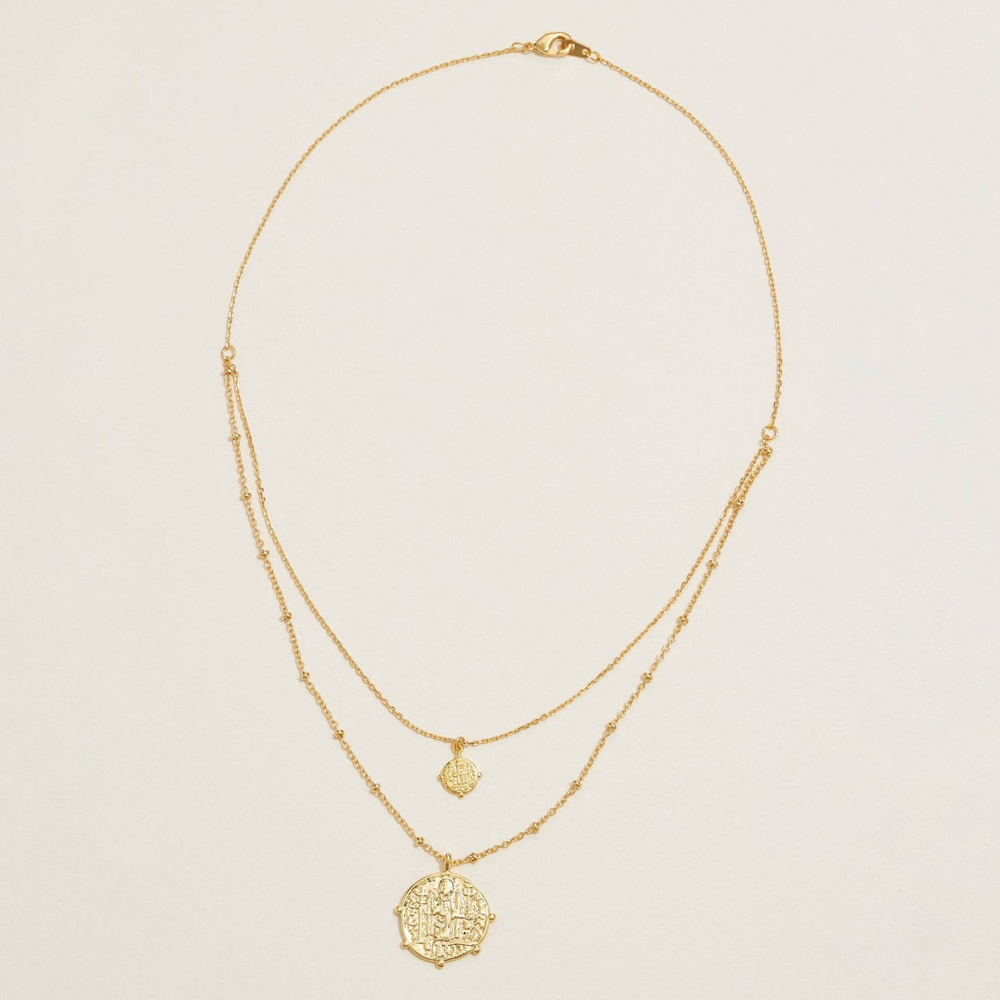 Gold Dipped Ancient Coin Pendant Layered Necklace