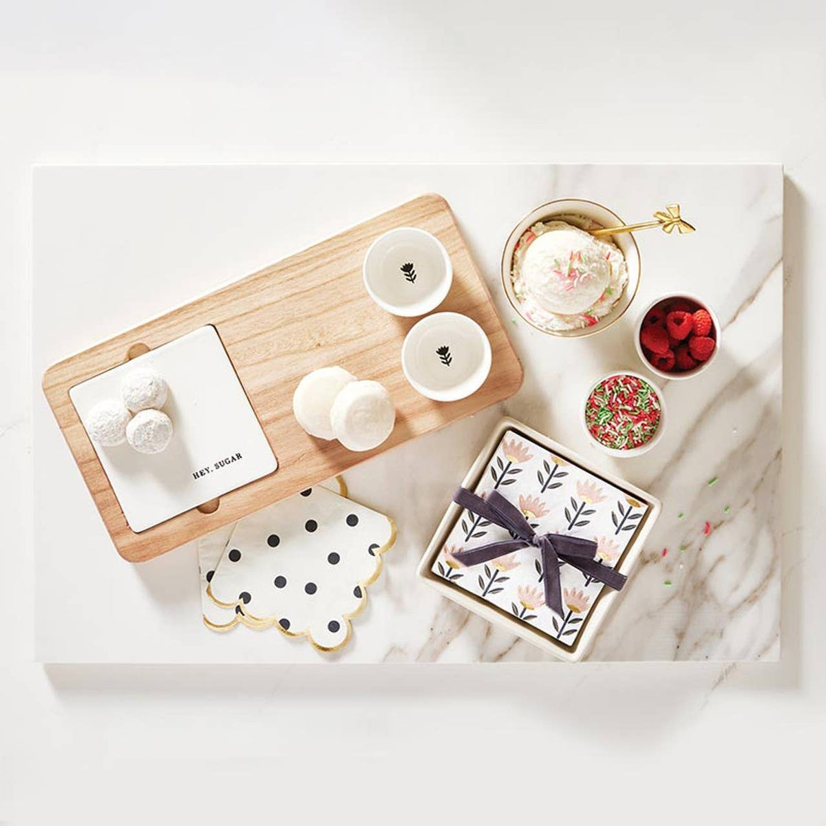 Ceramic Napkin Tray + Napkins - Flowers