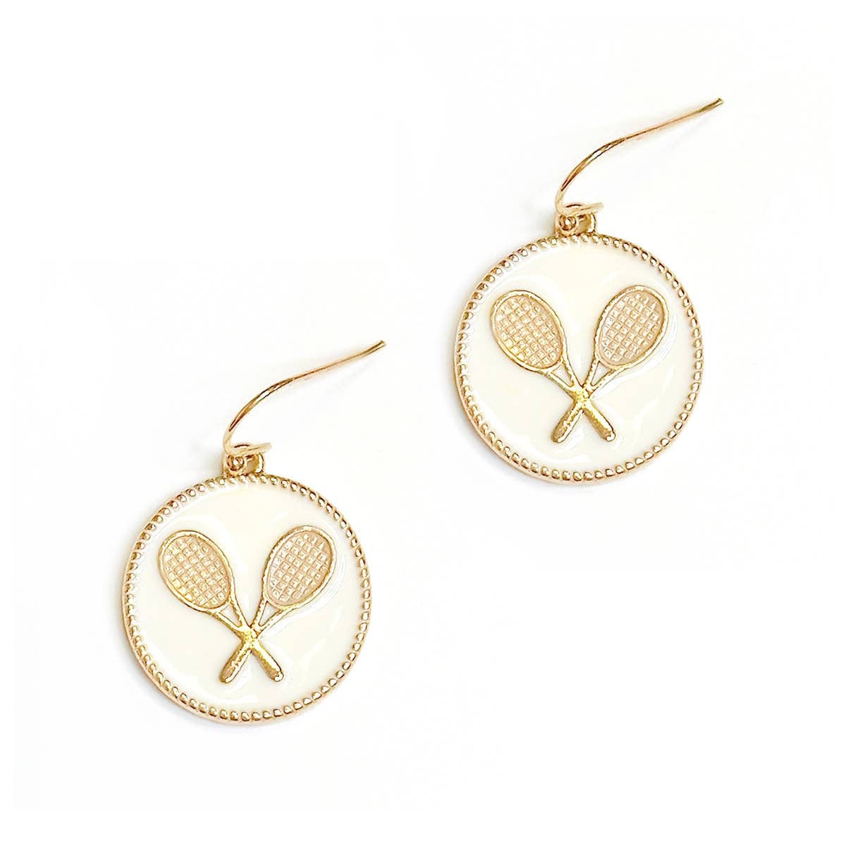 White Tennis Racket Earrings