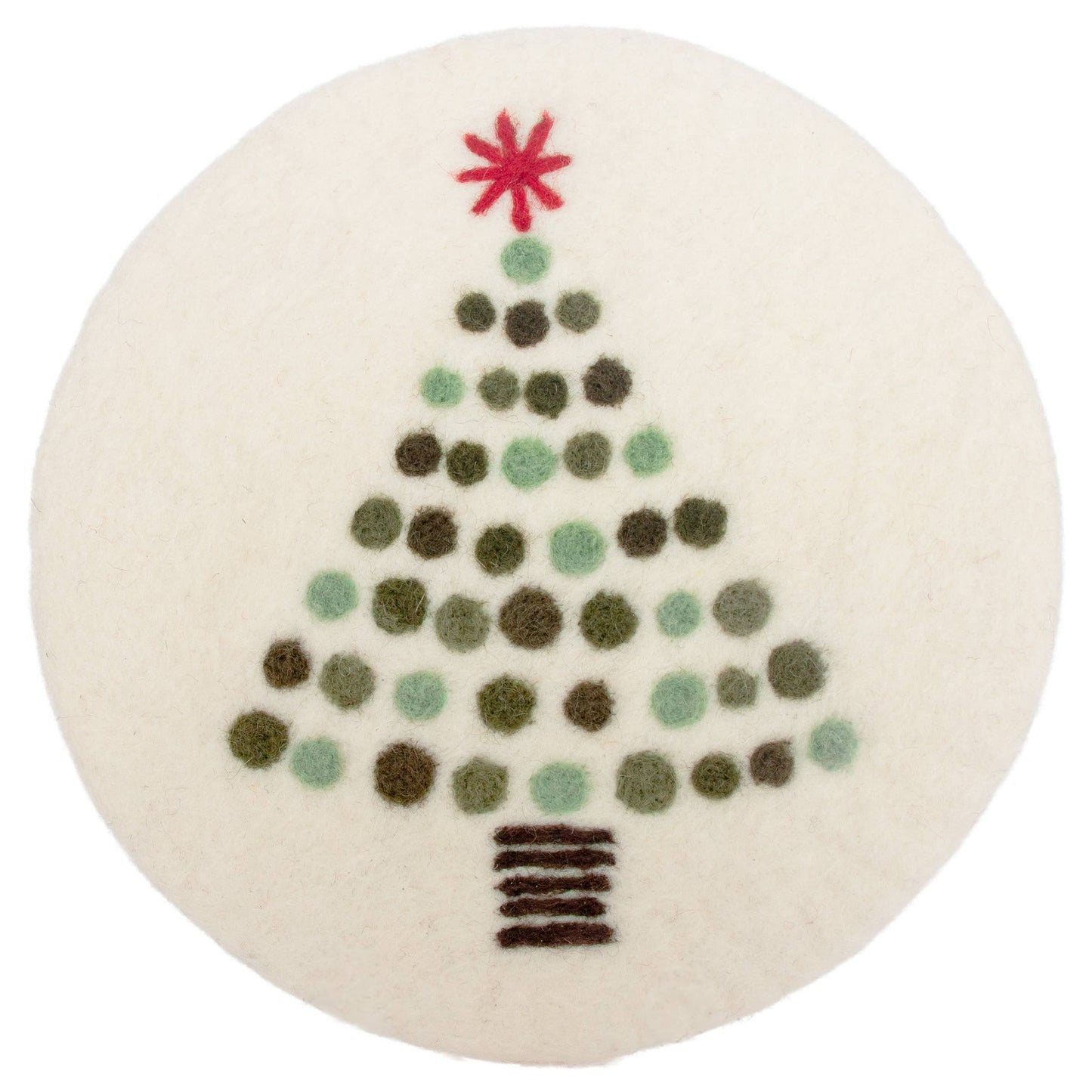 8" Dia Christmas Tree Felted Trivet Christmas