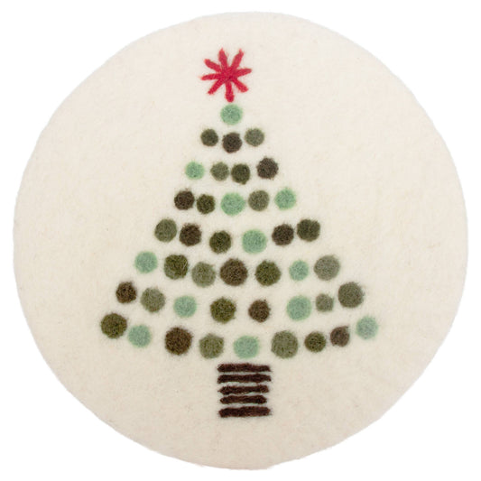 8" Dia Christmas Tree Felted Trivet Christmas