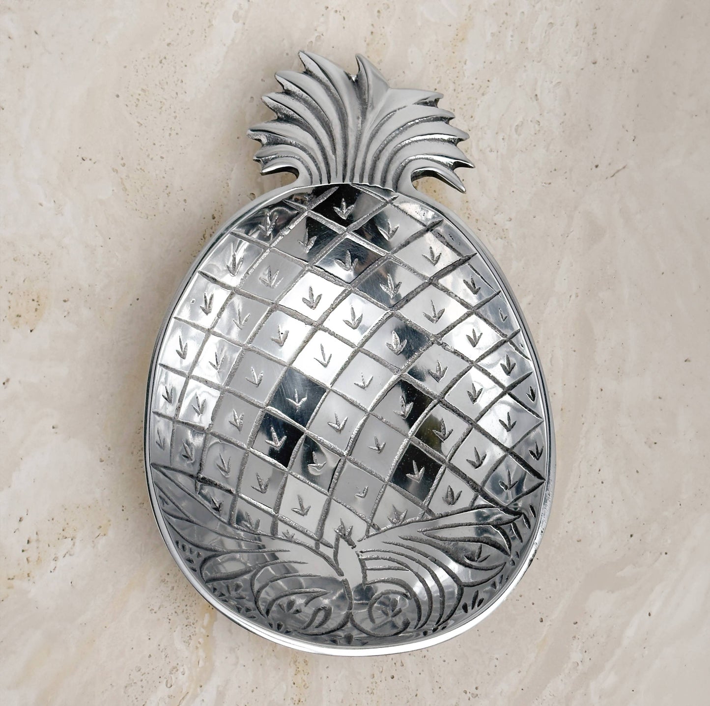 Etched Aluminum Pineapple Dish Small