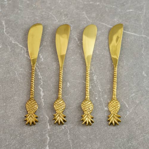 Golden Pineapple Spreaders Set of 4