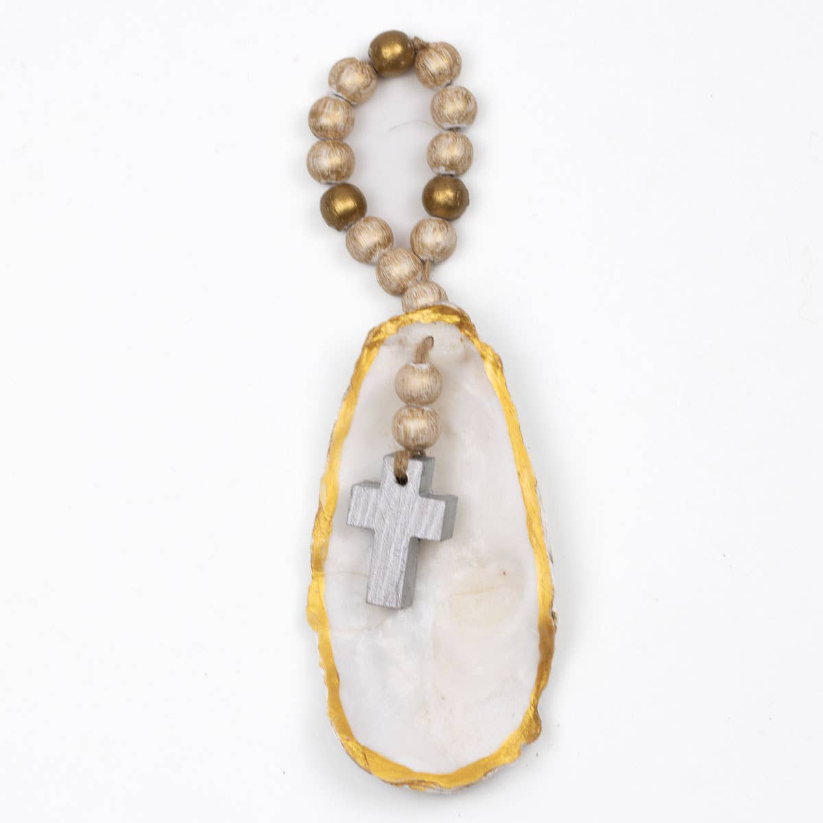 St. Michael Oyster Ornament   White  7.5x2.4x.6